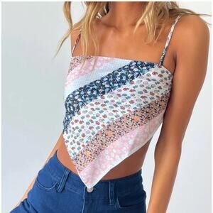 Princess Polly Chelina Scarf Style Crop Spaghetti Strap Floral Top Sz 4